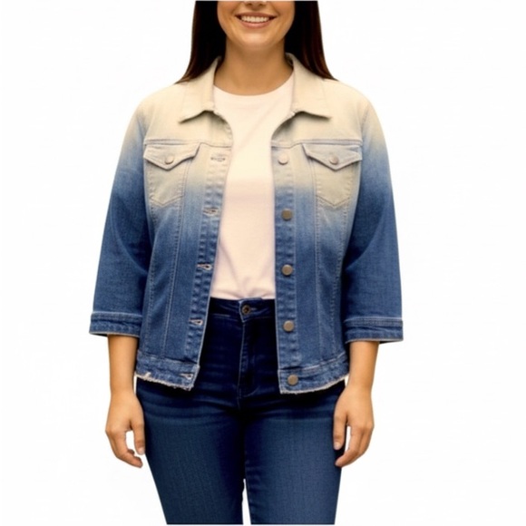 cleo Jackets & Blazers - Cleo Blue and White Ombre Denim Jacket